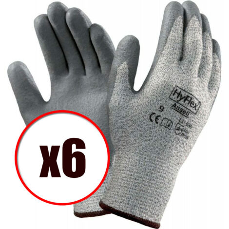 Lot de 6 paires de gants de travail en lycra et kevlar Hyflex 11-630 EN388 anti coupure Taille - Taille 8 (1/4)