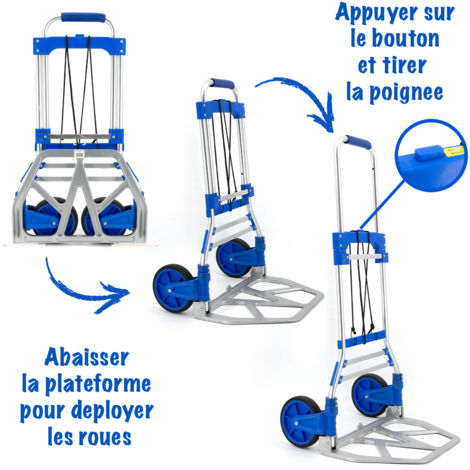 Diable Pliant Chariot De Transport En Aluminium Réglable En Hauteur