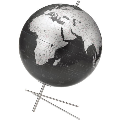Globe terrestre décoratif 30 cm carte Monde Design Noir et Gris