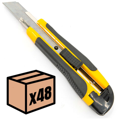 Lot de cutters professionnels jaunes Couteau utilitaire rétractable avec 100 lames 18mm Taille - Lot de 48
