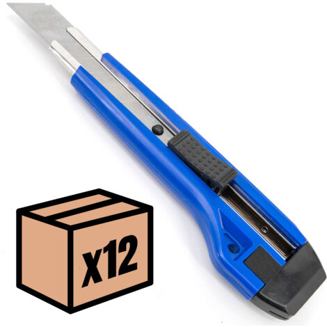 Lot de cutters professionnels bleus Couteau utilitaire rétractable avec 100 lames 18mm Taille - Lot de 12 (1/5)