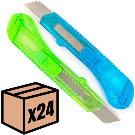 Lot de cutters rétractables Couteau utilitaire avec 100 lames 18mm Taille - Lot de 24 (1/5)