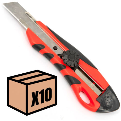 Lot de cutters professionnels Couteau utilitaire rétractable avec système de sécurité 100 lames 18mm Taille - Lot de 10 (1/5)