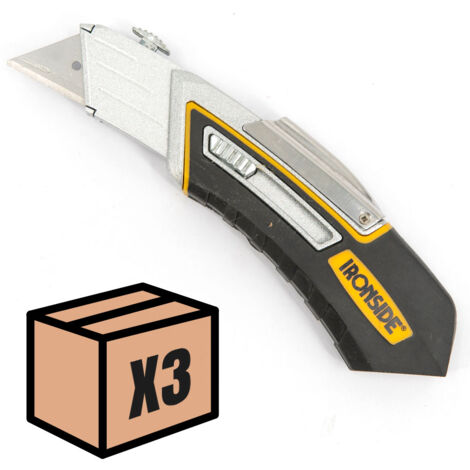 Lot de cutters rétractables Ironside avec poignée ergonomique et rangement à la ceinture Taille - Lot de 3 (1/5)