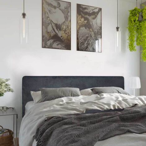 Tête de lit largeur 220 x 90 cm velours alcantara Gris Foncé (1/5)