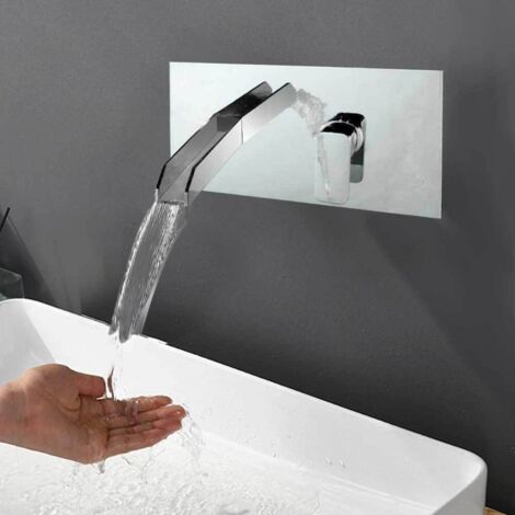 Robinet cascade LED Mitigeur murale pour lavabo ou baignoire lumineux chromé (1/5)