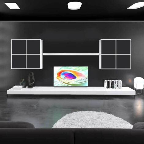 Meuble TV blanc et Noir 360 cm Ensemble salon XXL moderne avec rangement (1/5)