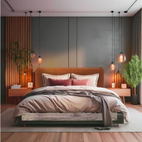 Tête de lit 160 x 80 cm en tissu marron orangé – Design élégant pour décoration intérieure – Apporte une atmosphère cosy (1/5)