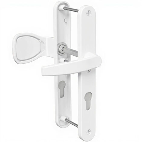 Paire de poignées étroite béquille et aileron aluminium Bricard Emetal 233 mm porte dentrée a cylindre Couleur - Blanc