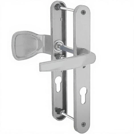 Paire de poignées étroite béquille et aileron aluminium Bricard Emetal 233 mm porte dentrée a cylindre Couleur - Argent (1/4)