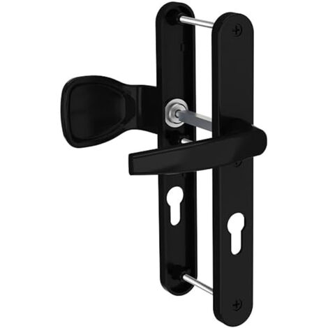 Paire de poignées étroite béquille et aileron aluminium Bricard Emetal 233 mm porte dentrée a cylindre Couleur - Noir