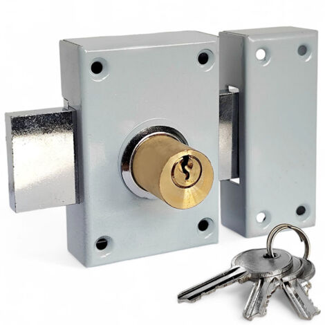Verrou en applique double entrée pour porte principale DOM axe 45 mm 3 clés