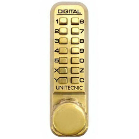 Verrou mécanique en applique réversible à code serrure pene dormant doré Unitecnic 2203CS (1/5)