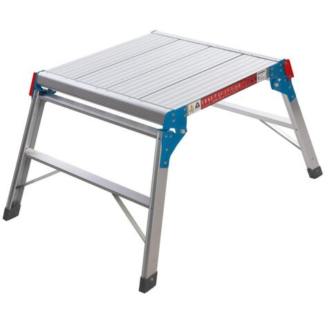 Silverline – Plateforme de travail carrée 500mm – Marchepied pliant en aluminium – Charge 150 kg – Surface antidérapante – Pieds renforcés