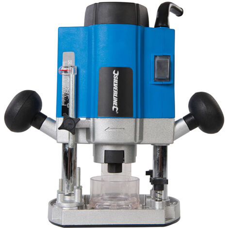 Silverline – Défonceuse plongeante électrique 1020W – Vitesse variable 11 500-34 000 tr/min – Plongée 40 mm – Pour bois dur – Base combinée circulaire et plate (1/5)
