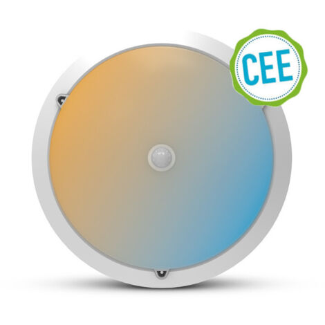 Plafonnier LED Blanc Ø300mm - 15W CCT - Détecteur IR - IP65 - 1800lm - 3000-6000K