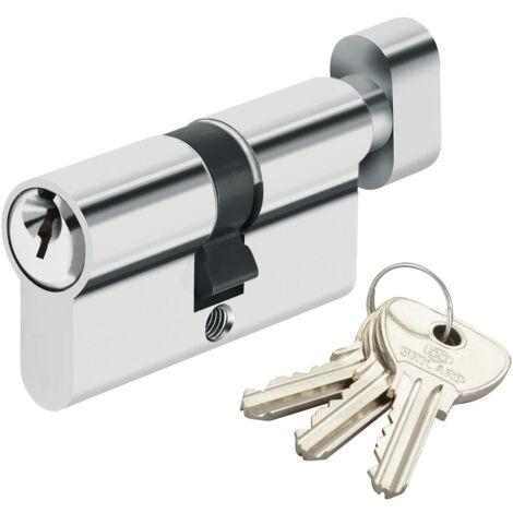 Cylindre de serrure à bouton pour porte barillet 30 x 30 mm Alpha Bricard 3 clés