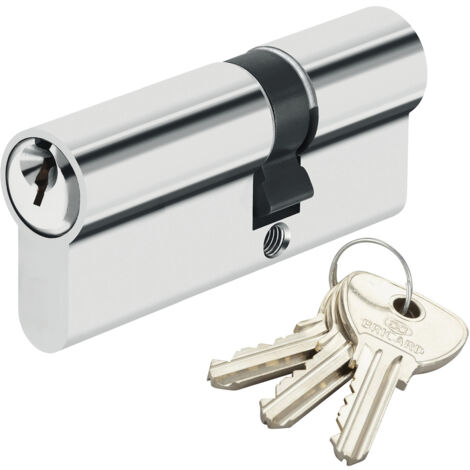 Bricard – Cylindre de serrure 30 + 60 mm – Protection renforcée contre le crochetage – 3 clés crantées – Canon à 2 entrées de clé