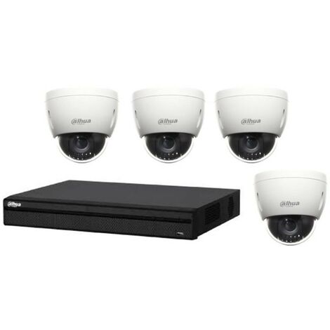Dahua – Kit de vidéosurveillance 4 caméras dôme HDCVI 1080p – Enregistreur 16CH HCVR8208A-S3 – Alimentation 12V CC/5A – IP66 anti-vandalisme - PTZDHSD42212IHC
