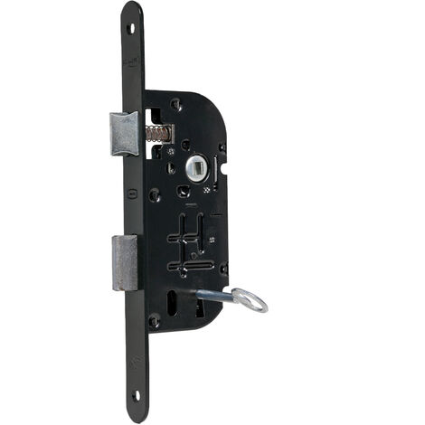 DOM – Serrure à encastrer noire réversible – Fermeture à clé – Axe 40 mm – Pour portes intérieures – Têtière ronde 20 mm (1/2)