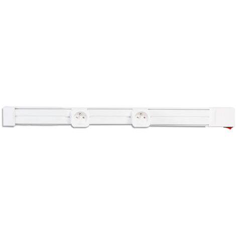 Rail électrique avec 2 prises coulissantes 250V – Longueur 1m – Puissance max 3450W – Installation murale – Matériau PVC