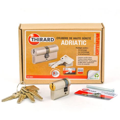 Demi Cylindre de sécurité nickelé pour porte Adriatic THIRARD Dimension - 30 x 10 mm (1/3)