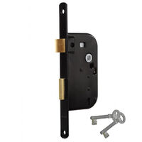 Serrure à larder cle de sûrete axe 50 mm noire reversible et encastrable