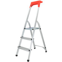 Escabeau pliable 3 marches – Aluminium léger 150 kg – Hauteur de travail 255 cm – Pliable pour rangement facile – Safetool
