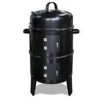 Fumoir vertical à charbon de bois 80 cm – Thermomètre intégré – Conception à trois chambres – Capacité de cuisson élevée