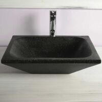 Vasque à poser rectangulaire noire en Terrazzo – Longueur 50 cm – Largeur 37 cm – Hauteur 15 cm – Finition unique et esthétique