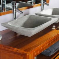 Vasque à poser rectangulaire gris clair en Terrazzo pour salle de bain moderne