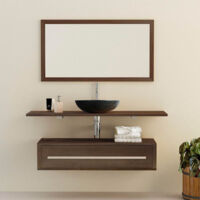 Ensemble meuble Tiroir vasque et miroir salle de bain Eleganzia 130 cm en bois teck Taille - Meuble + miroir sans vasque