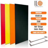 Radiateur électrique plat panneau rayonnant en verre 120x60cm 750W convertible en sèche serviette Couleur - Rouge, Thermostat - NON