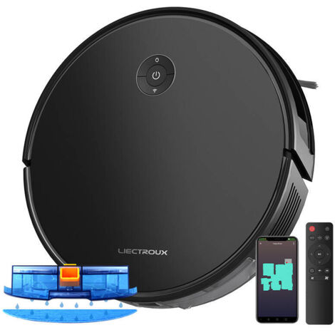 Staubsaugerroboter LIECTROUX C7, Trocken- und Nasswischkombination, Smart Mapping, WiFi App, 6Kpa Saugkraft, bürstenloser Motor, ideal für Tierhaare, Teppich, Hartboden