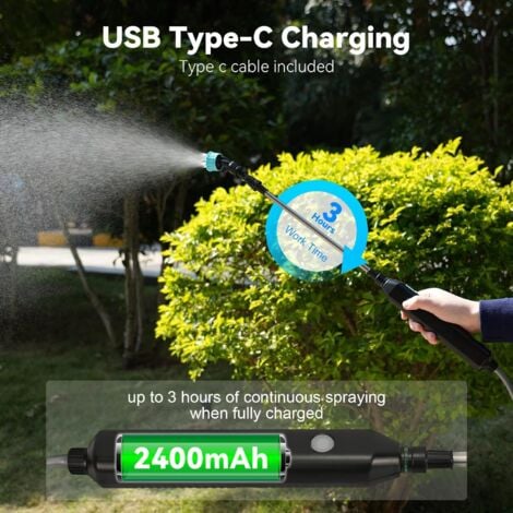 Pulverisateur de Jardin Electrique, Pulverisateur Electrique Toiture, Pulverisateur Lance Telescopique, Pulverisateur a Pression avec 3 Buses et Tuyaux de 8M pour Arrosage, Désherbage