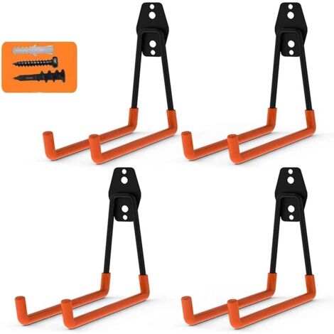 Juformin Garagenhaken Set - 2 Kleine + 2 Mittlere Haken Für Wandmontage