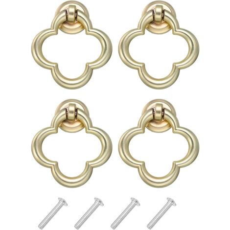 PLIGREAT 6 Stück Blütenblatt Schubladengriffe - Zinklegierung Mit Goldrand Für Schränke & Kommoden