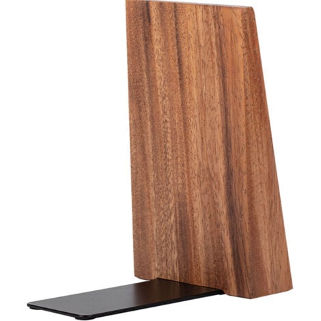 EDHAS Buchstützen Set 2-tlg - Eisen & Akazienholz 10,2x10,2x15,2cm Für Schwere Bücher