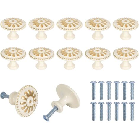 SEIWEI Türknauf Keramik Weiß-Gold - Klassischer Griff Für Schränke & Türen