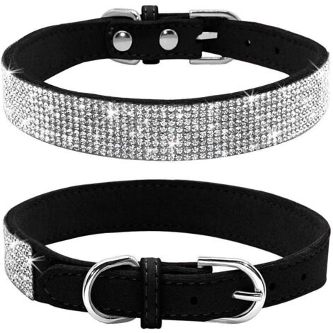Hundehalsband Mit Glitzernden Strasssteinen – Weiches Wildleder, 5 Verstellbare Ösen
