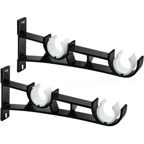 Duschschrankstangen-Halterungsset, 4 Stück – U-förmige Hängestangenhalter, Für Stangen Bis 3,8 Cm Durchmesser, Matt-schwarz