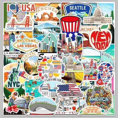 Supecesorio Reiseaufkleber Set 50 Stück | Wasserdichte Vinyl-Sticker Für Koffer & Laptop