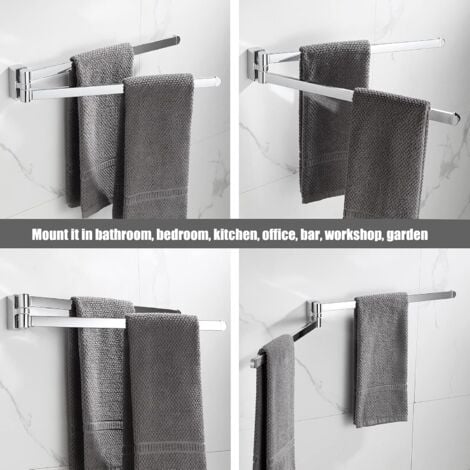 CCYKXA Stainless Steel Chrome Swivel Towel Rack with 2 Swivel Bars