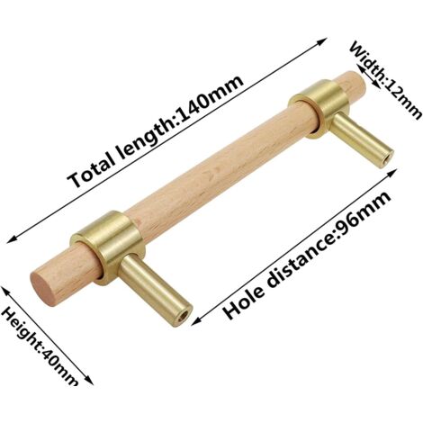 CCYKXA Wooden Furniture Handle, 6 Piece Wooden Handle - Wooden Cupboard Handles Wooden Kitchen Furniture Handle Center Distance 96mm