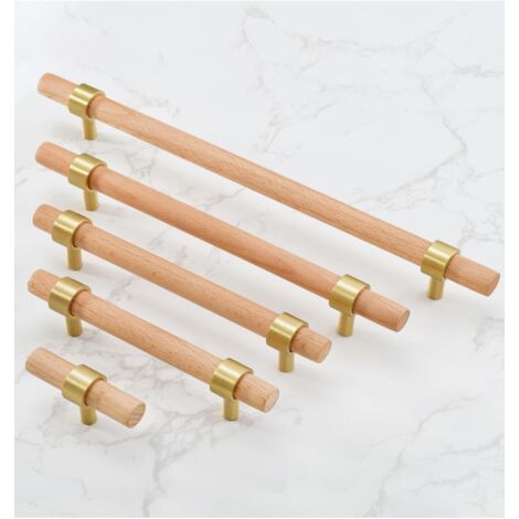 CCYKXA Wooden Furniture Handle, 6 Piece Wooden Handle - Wooden Cupboard Handles Wooden Kitchen Furniture Handle Center Distance 96mm