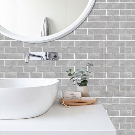 CCYKXA Kitchen Tile Stickers, 12 Pieces Self-Adhesive Tile Sticker Waterproof PVC Tile Stickers Self-Adhesive Wall Tile Stickers for Bathroom and Kitchen
