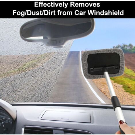 CCYKXA Car Cleaning Brush, Windshield Cleaner with Telescopic Handle and 6 Microfiber Pads, Extendable Window Brush for Car Interior and Exterior