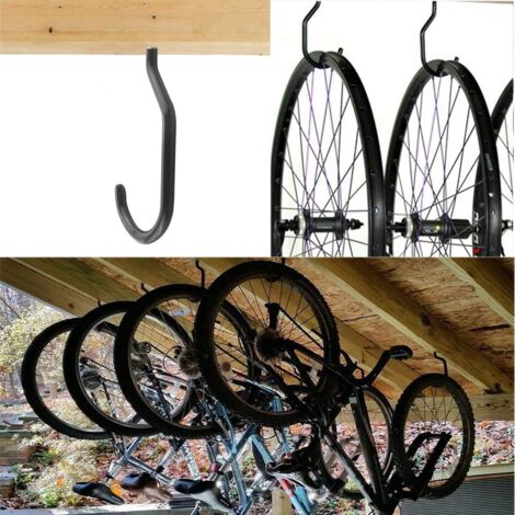 CCYKXA 10pcs Bike Hooks, Wall Mounted Bike Rack, Heavy Duty Ceiling Hook for Garage Organization, Shed, Garden, Storage, Plastic Coated Bolts Ceiling/Wall Mounted (Black)