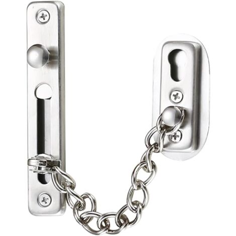 CCYKXA Security Chain, 304 Stainless Steel Door Chain, Door Chain Lock with Screws, Used for Family Hotel Interior Doors and Windows, Brushed Chrome Silver