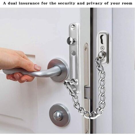 CCYKXA Security Chain, 304 Stainless Steel Door Chain, Door Chain Lock with Screws, Used for Family Hotel Interior Doors and Windows, Brushed Chrome Silver